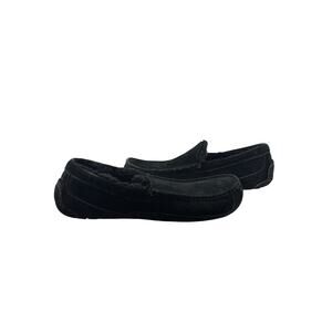 Ugg Black Suede Mens Ascot Slipper Size 12 Sheepskin Causal